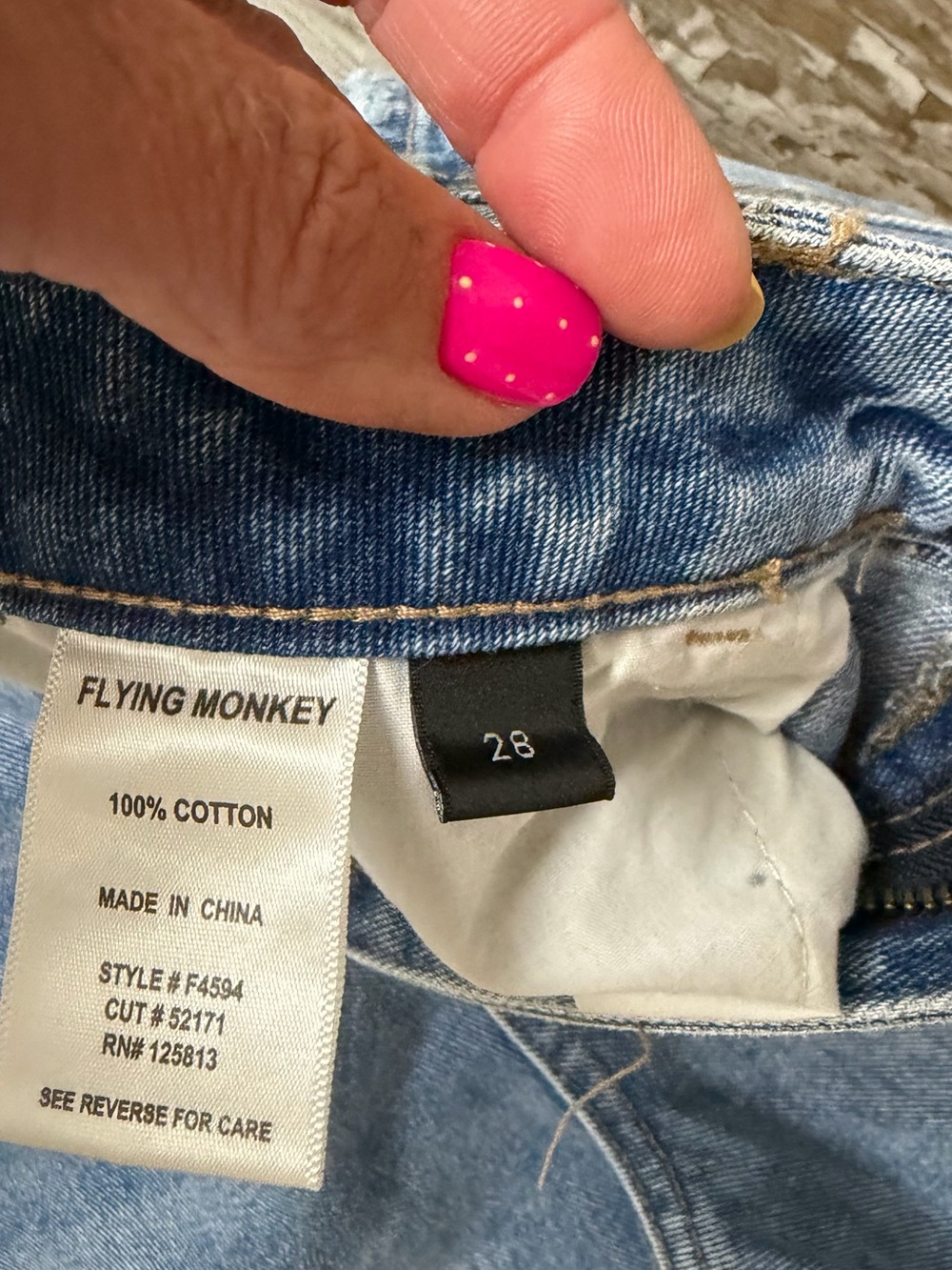 Flying Monkey Denim Jeans with Light Blue Wash